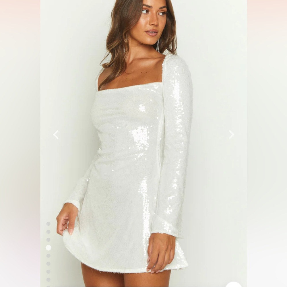 white sequin dress